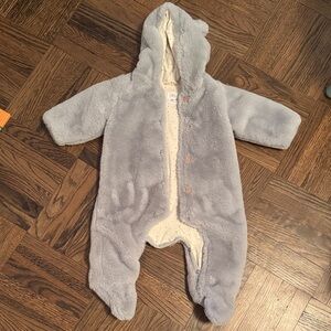 Zara Cozy Gray Hooded Baby Footie